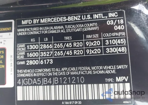 2018 Mercedes-Benz Gle 350 from USA, damaged, VIN 4JGDA5JB4JB121210